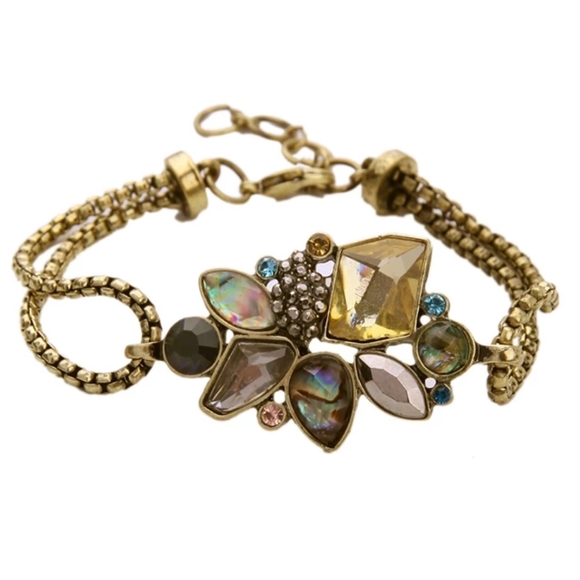 Layered Hanger Jewelry - Antiqued Crystal Cluster Bracelet
